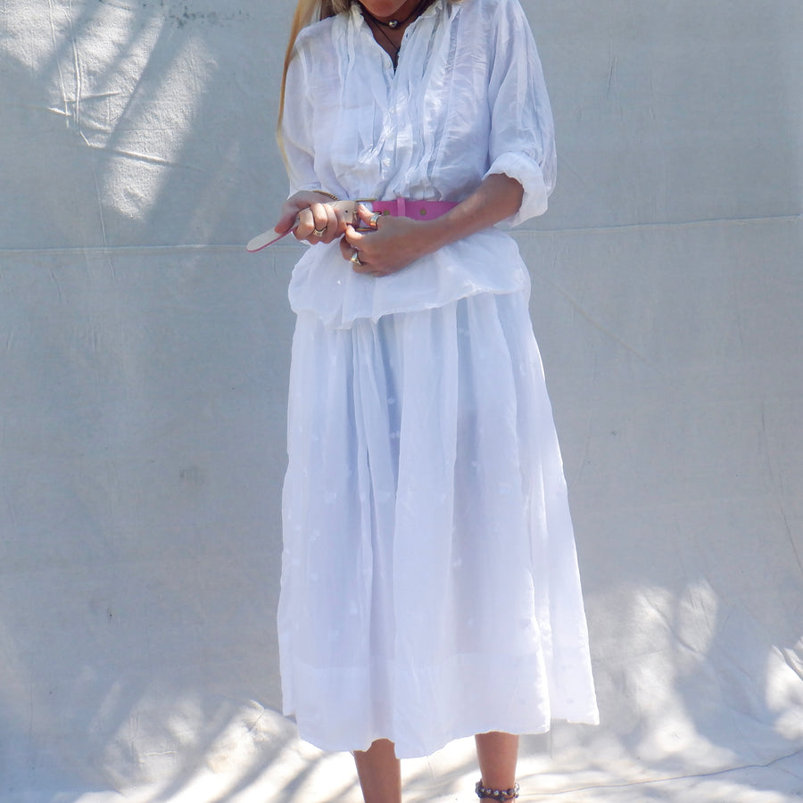 Manon Skirt - White Embroidered
