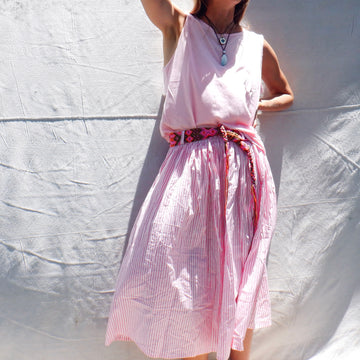 Cotton print skirt - pink thin stripe