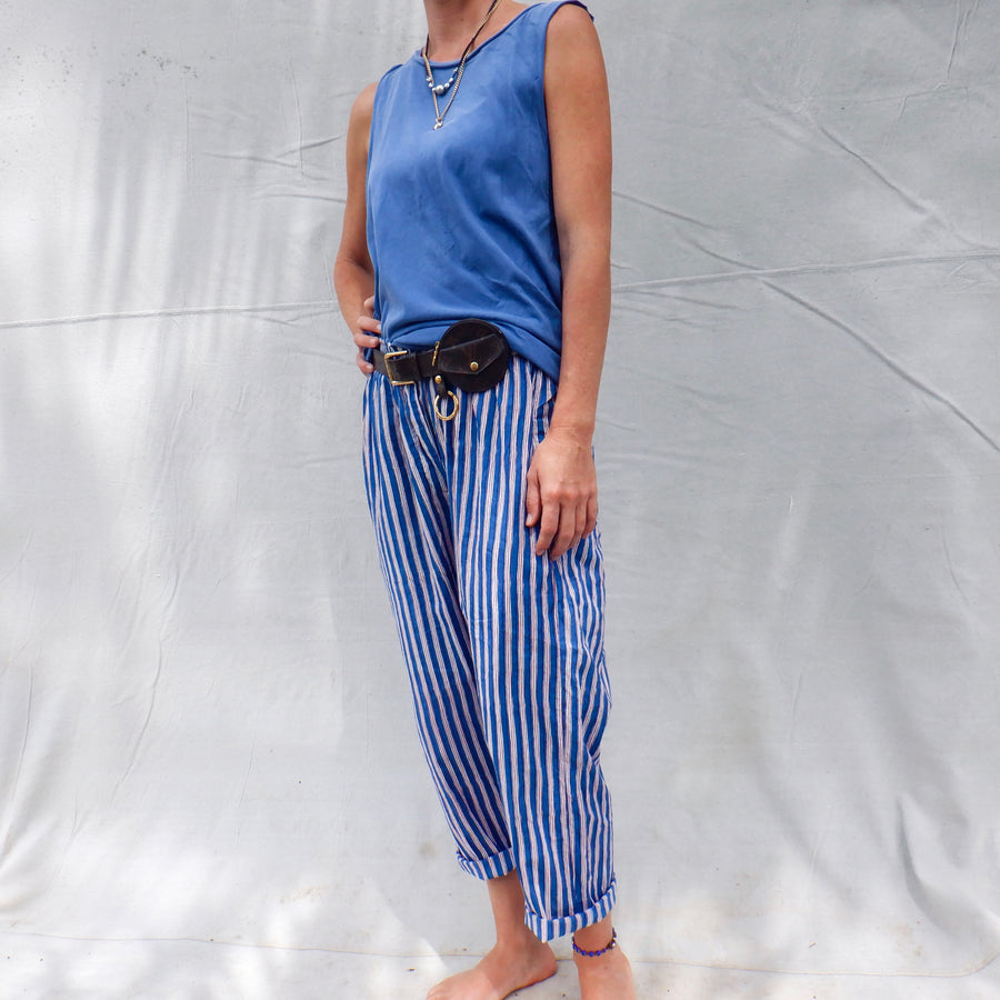Cotton Trouser - Blue Pajama Stripe