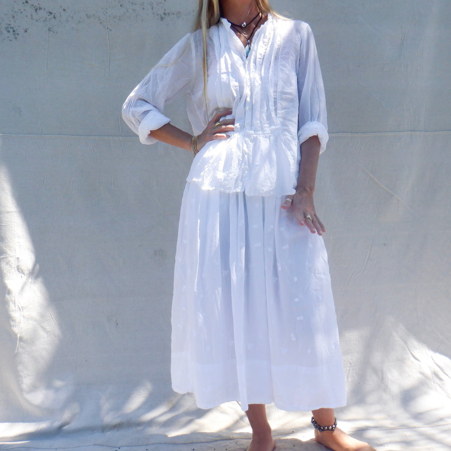 Manon Skirt - White Embroidered