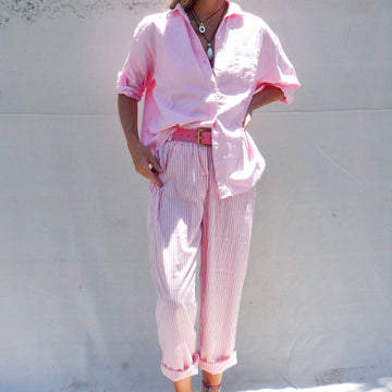 Cotton trouser - Thin Pink Stripe