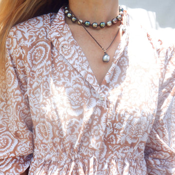 Cotton print dress - Brown Floral