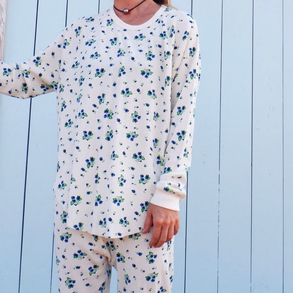 Waffle Long John Blue Floral Imrie Industries