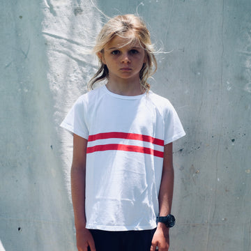 Paco Raglan T with Double Stripe - White/Red