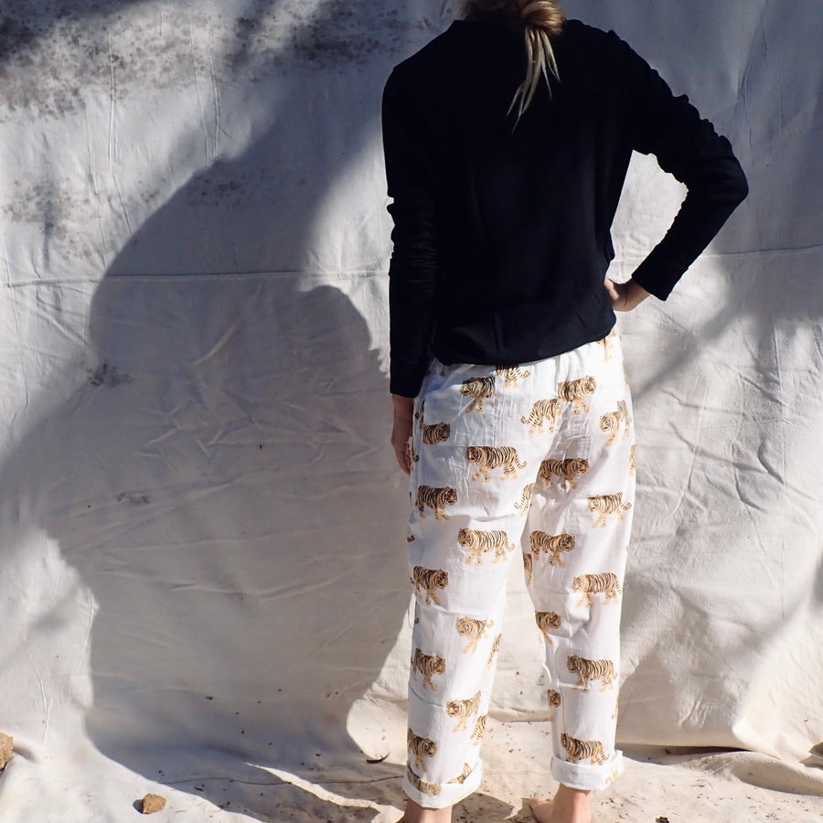 Cotton Trousers - White Tiger