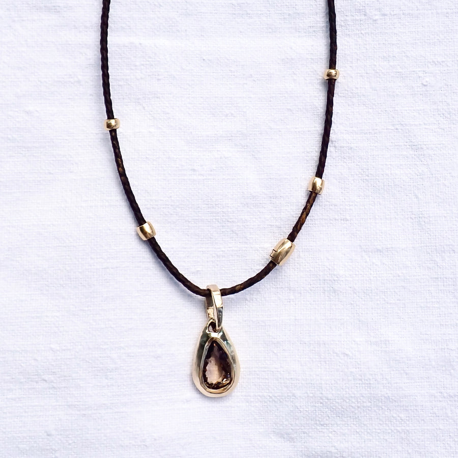 Gemstone Drop Pendant - Smokey Topaz