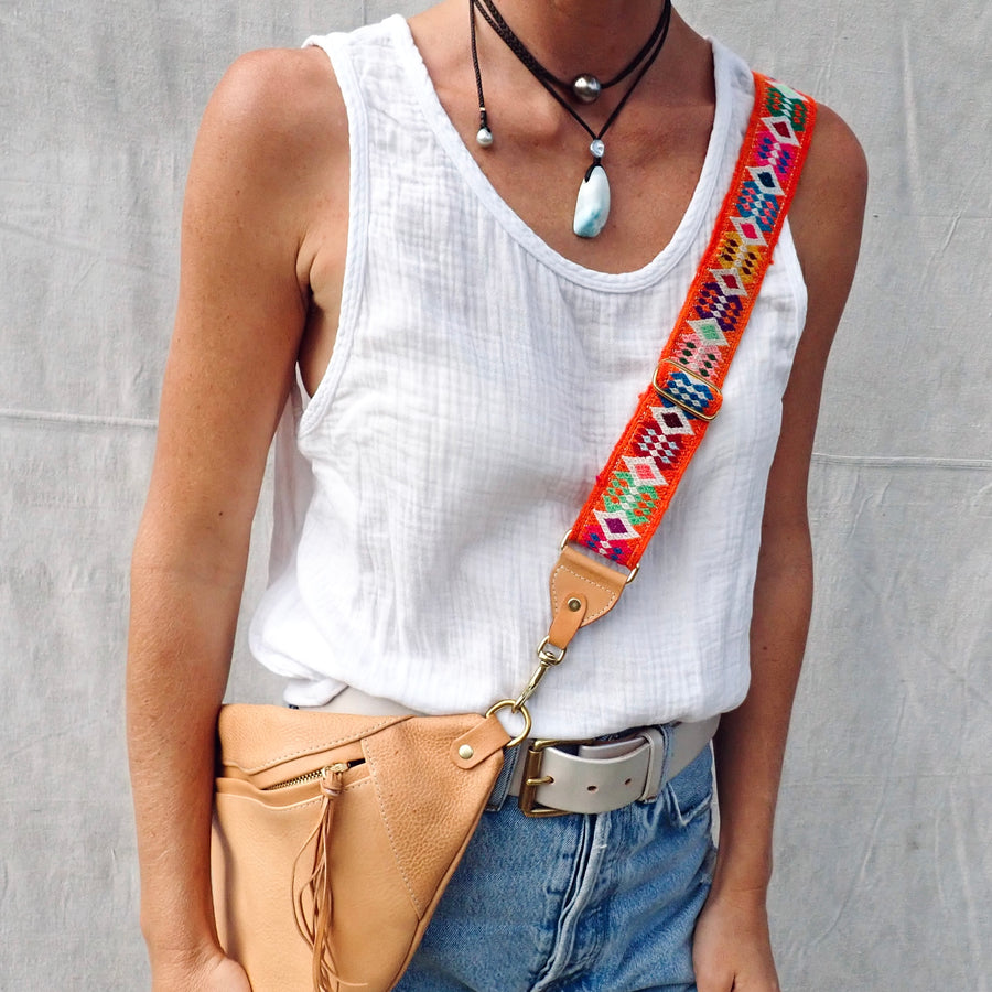 Fannypack w/ Geometric Strap - Natural