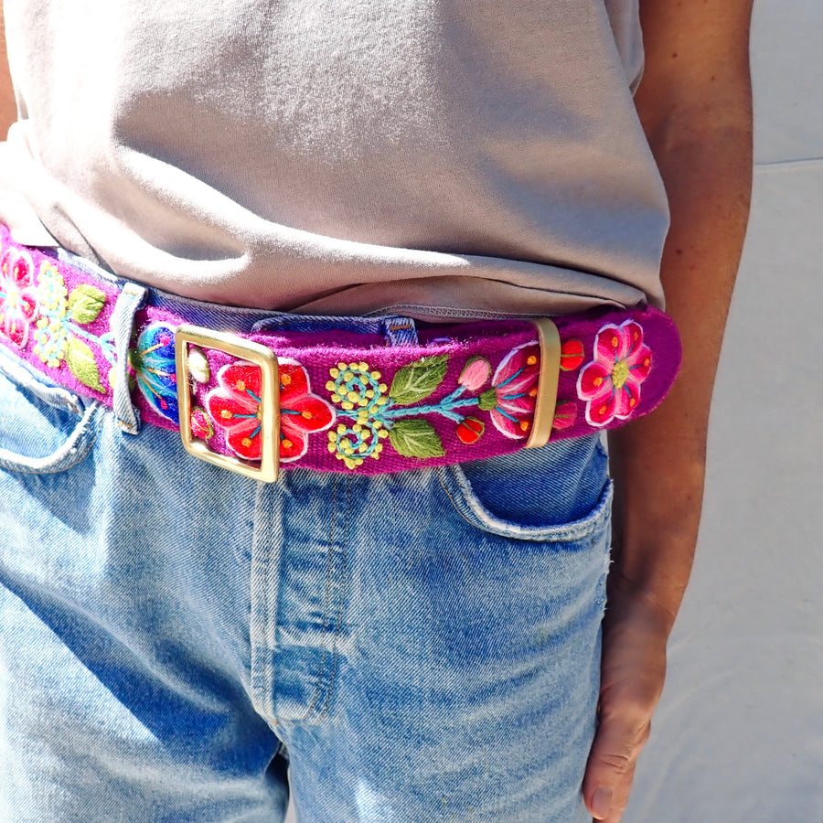 Flower Slide Belt - Purple