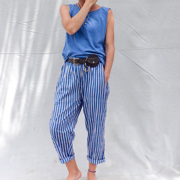 Cotton Trouser - Blue Pajama Stripe