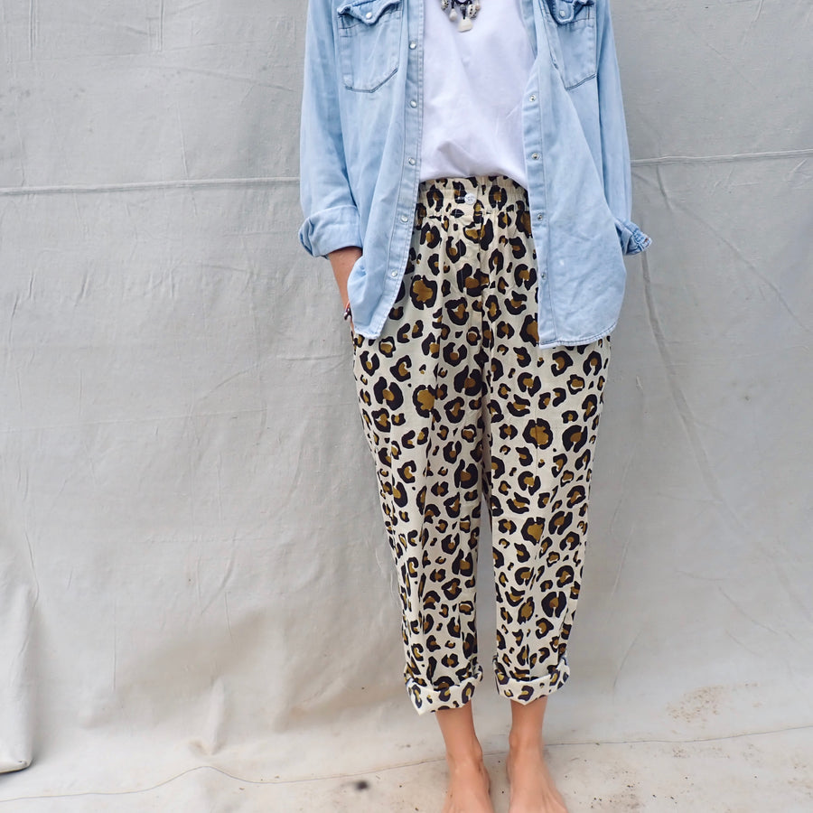 Cotton Trousers- Leopard