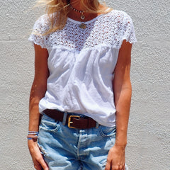 Lynette Cap Sleeve Blouse - White