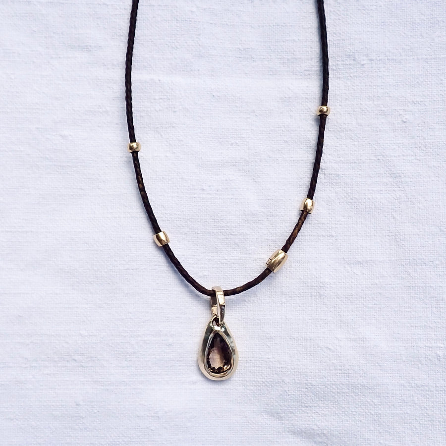 Gemstone Drop Pendant - Smokey Topaz