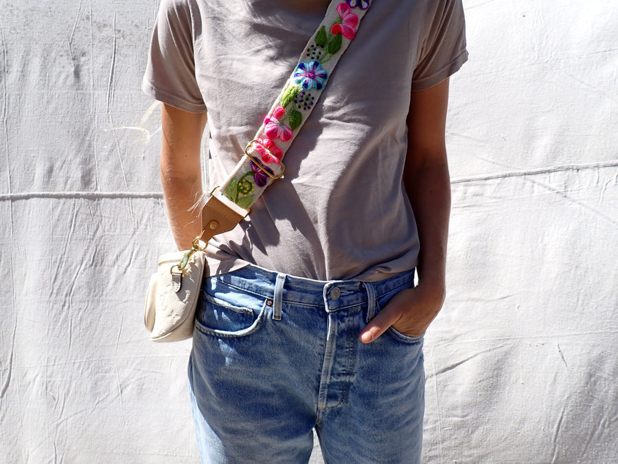 Vintage flower strap-white/natural