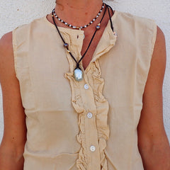 Ruffle Button Tank - Tan