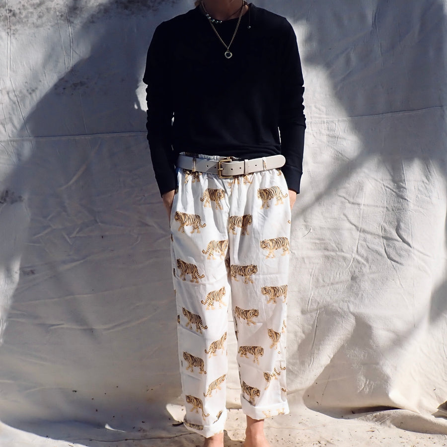 Cotton Trousers - White Tiger