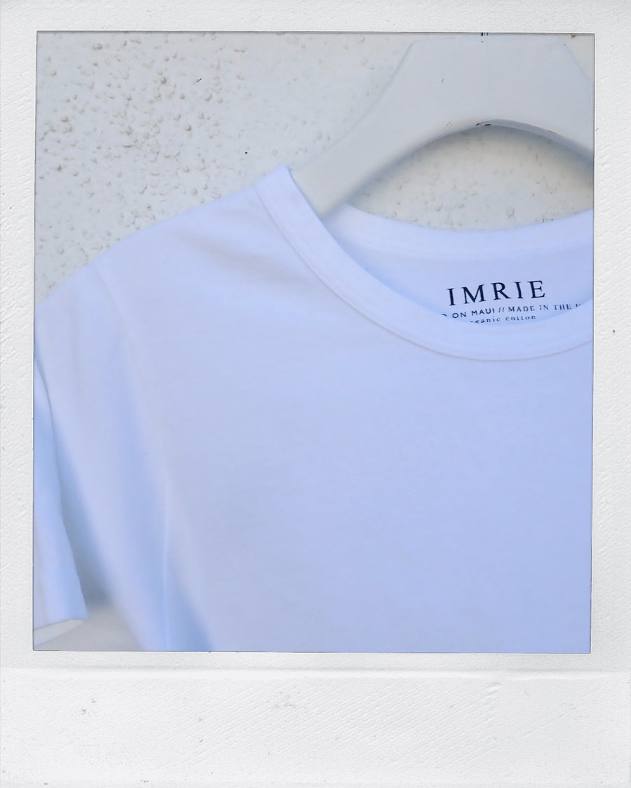 Double Weight Basic Crop Tee - White