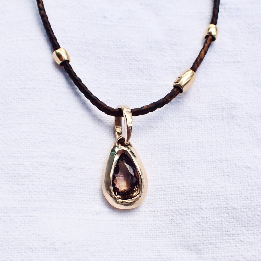 Gemstone Drop Pendant - Smokey Topaz