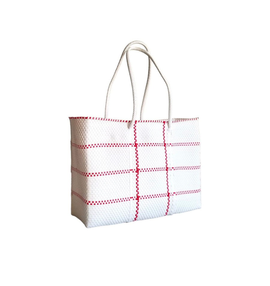 Mercado bag - white/ red check
