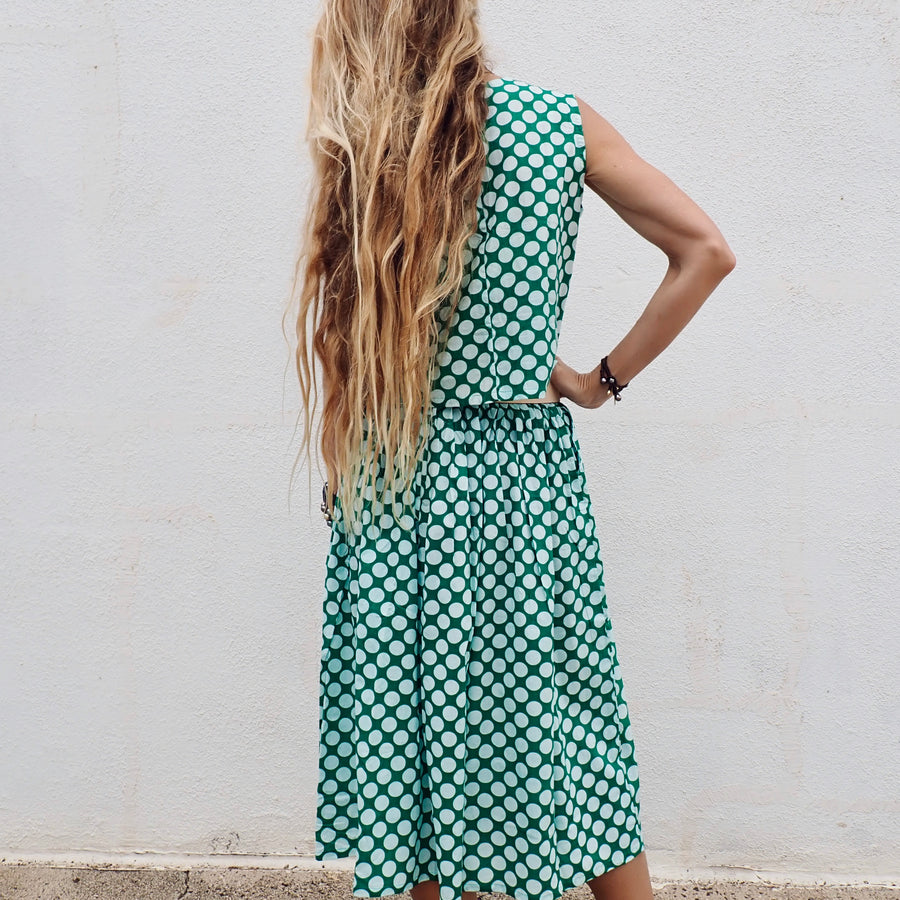 Cotton Skirt - Green Dot