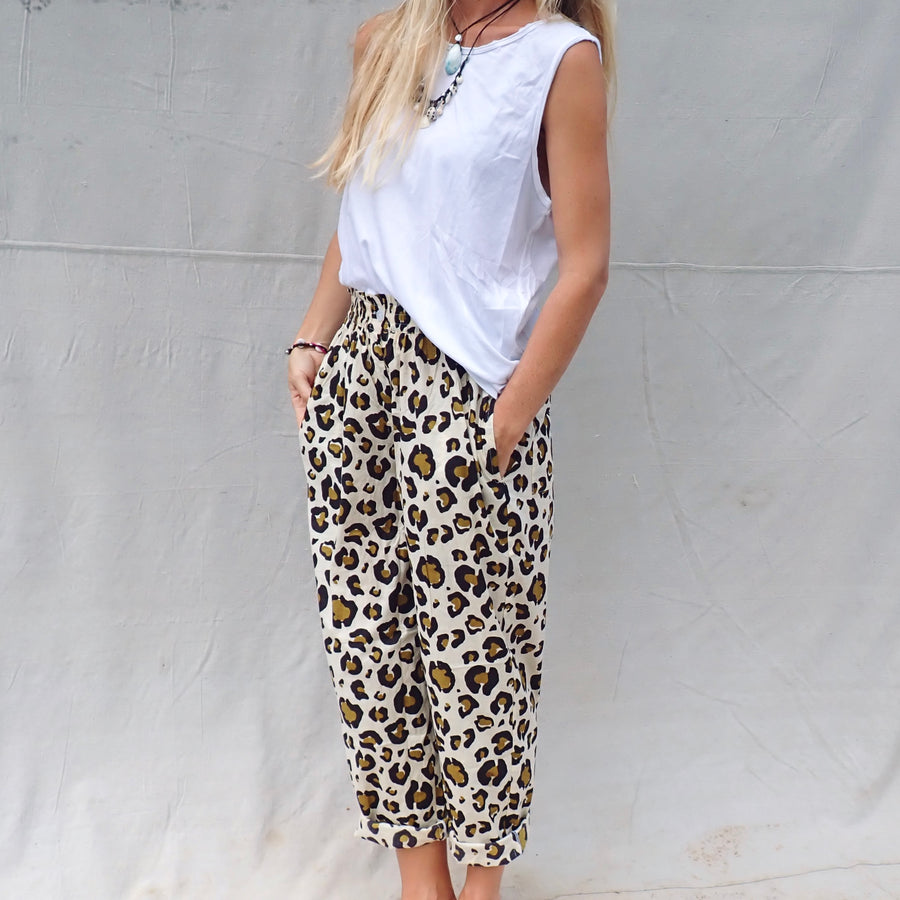 Cotton Trousers- Leopard