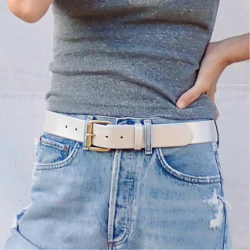 Silver belt - brass rollo buckle