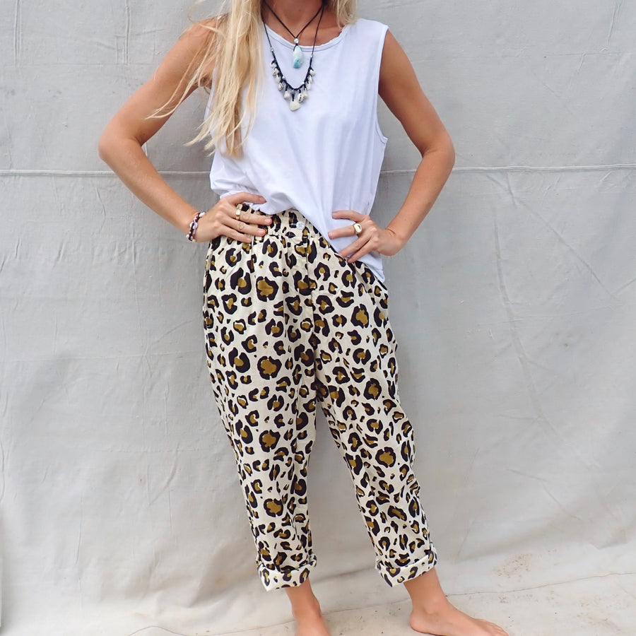 Cotton Trousers- Leopard