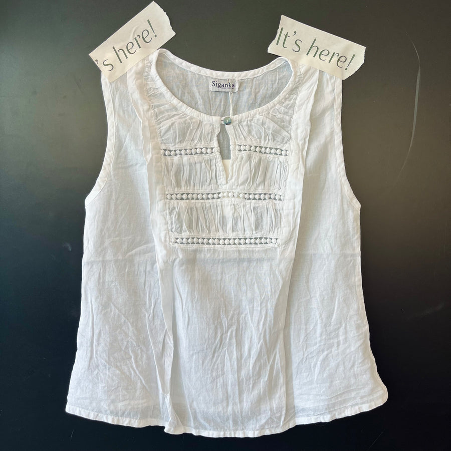 Ava Sleeveless Tank- White