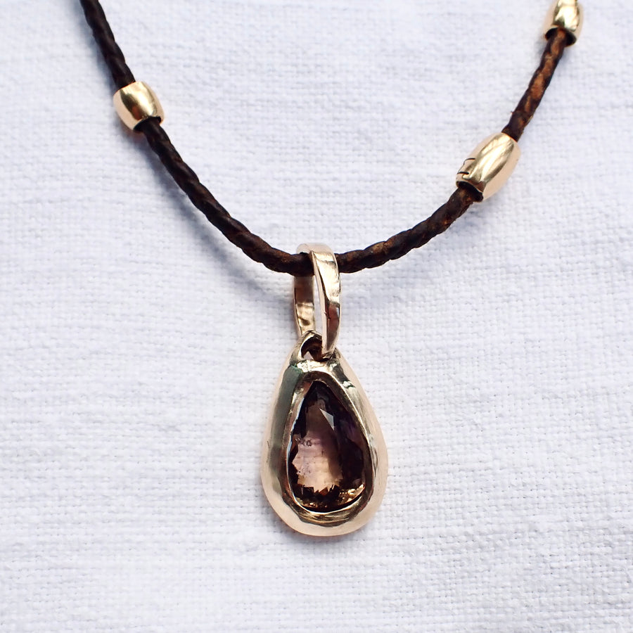 Gemstone Drop Pendant - Smokey Topaz