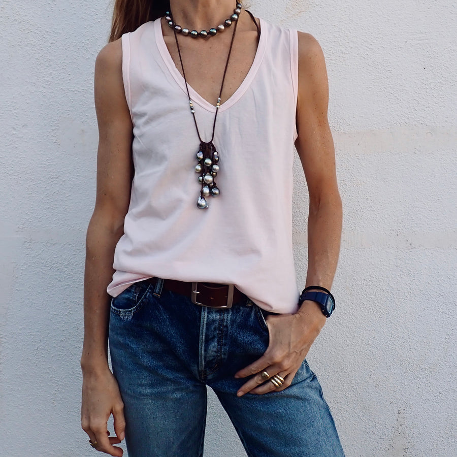 V-Neck Tank Organic Cotton - Ballet Slipper