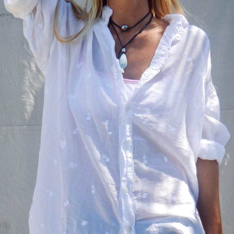 Jane Tunic - White Embroidered