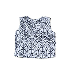Cotton Button Tank - Black White Flower