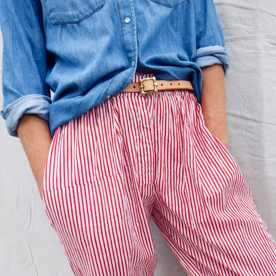 Cotton Trouser - Red Stripe