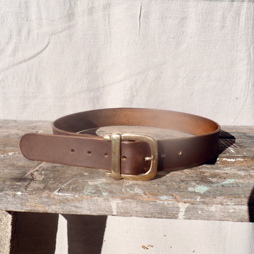 Belt with “D” Buckle - Brass/Brown