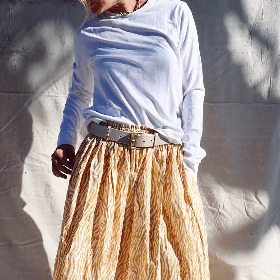 Cotton Print Skirt - Gold Zebra