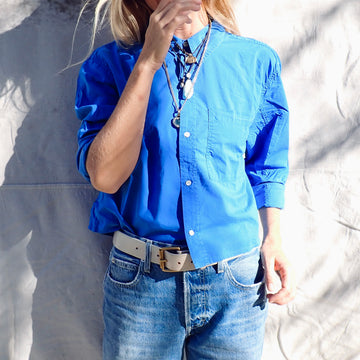 Ruth Crop Shirt - FrenchBlue