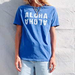ALOHA Print Tee - Beau Blue