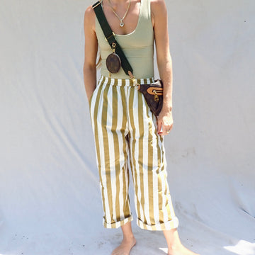 Wide Leg Cotton Pant - Gold Cabana