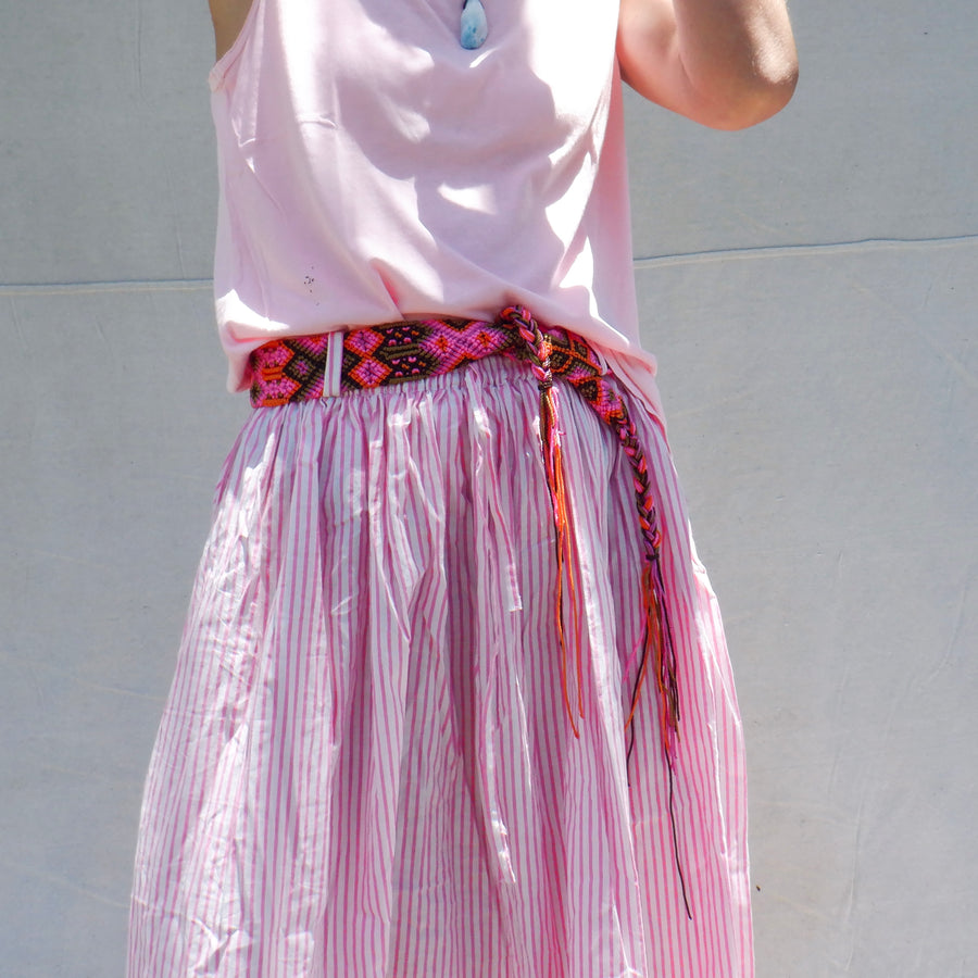 Cotton print skirt - pink thin stripe