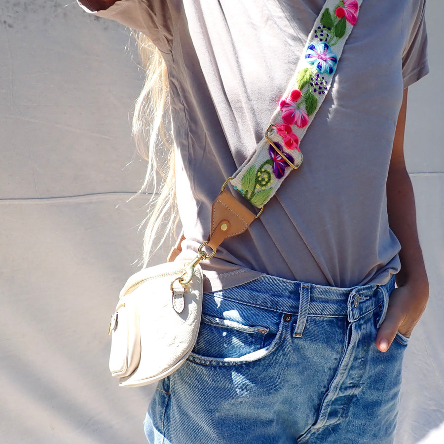 Vintage flower strap-white/natural