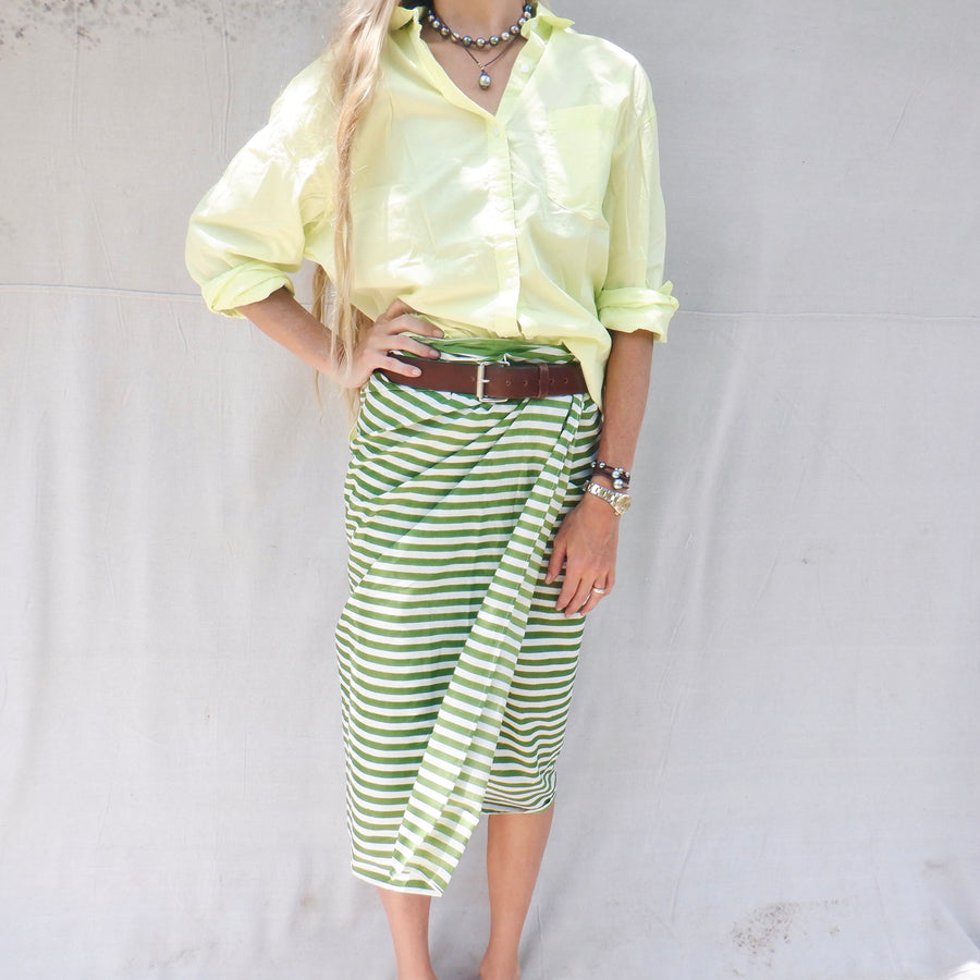 Cotton print sarong- green stripe