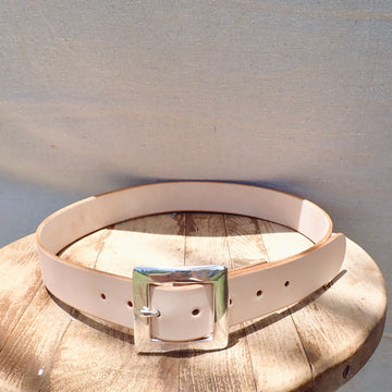 Natural Belt - Sterling Square Buckle