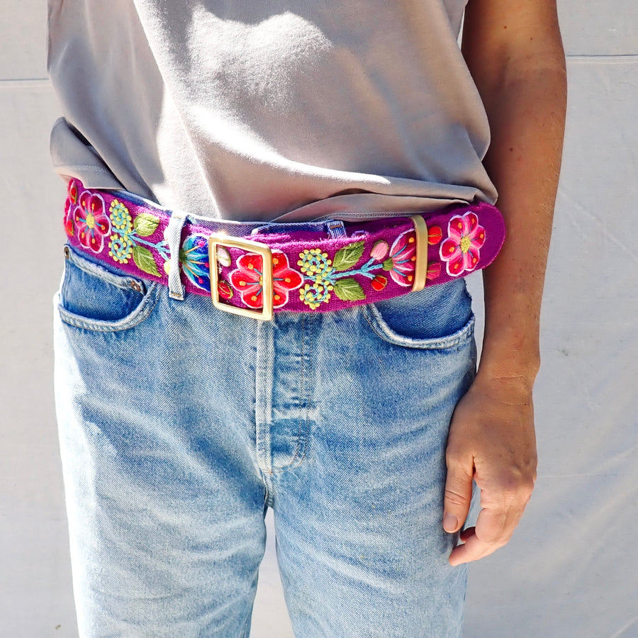 Flower Slide Belt - Purple