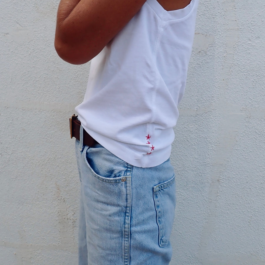 Double Weight Short Muscle Tank - White