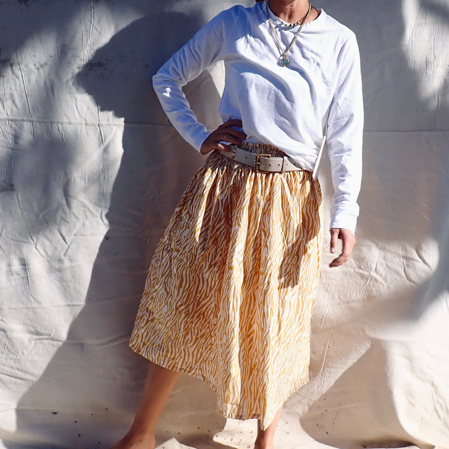 Cotton Print Skirt - Gold Zebra