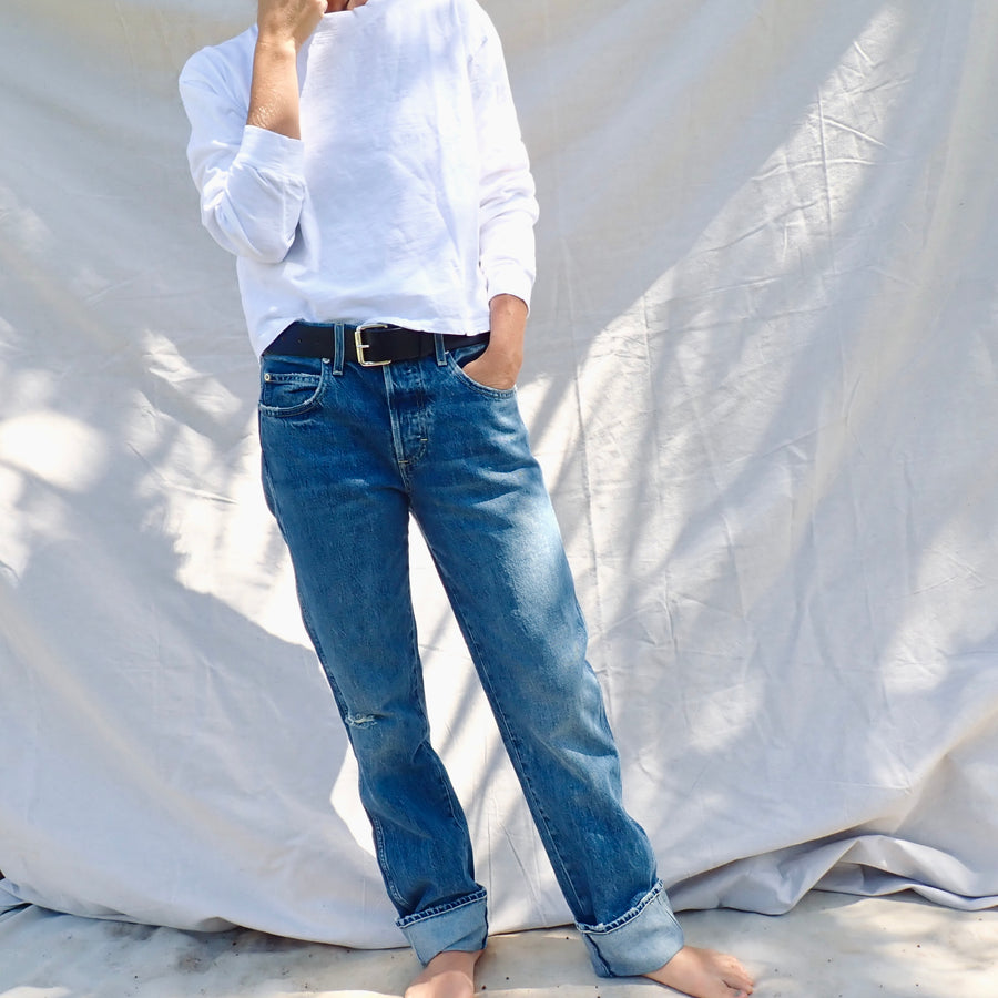 Long Sleeve Boxy Tee - Salt