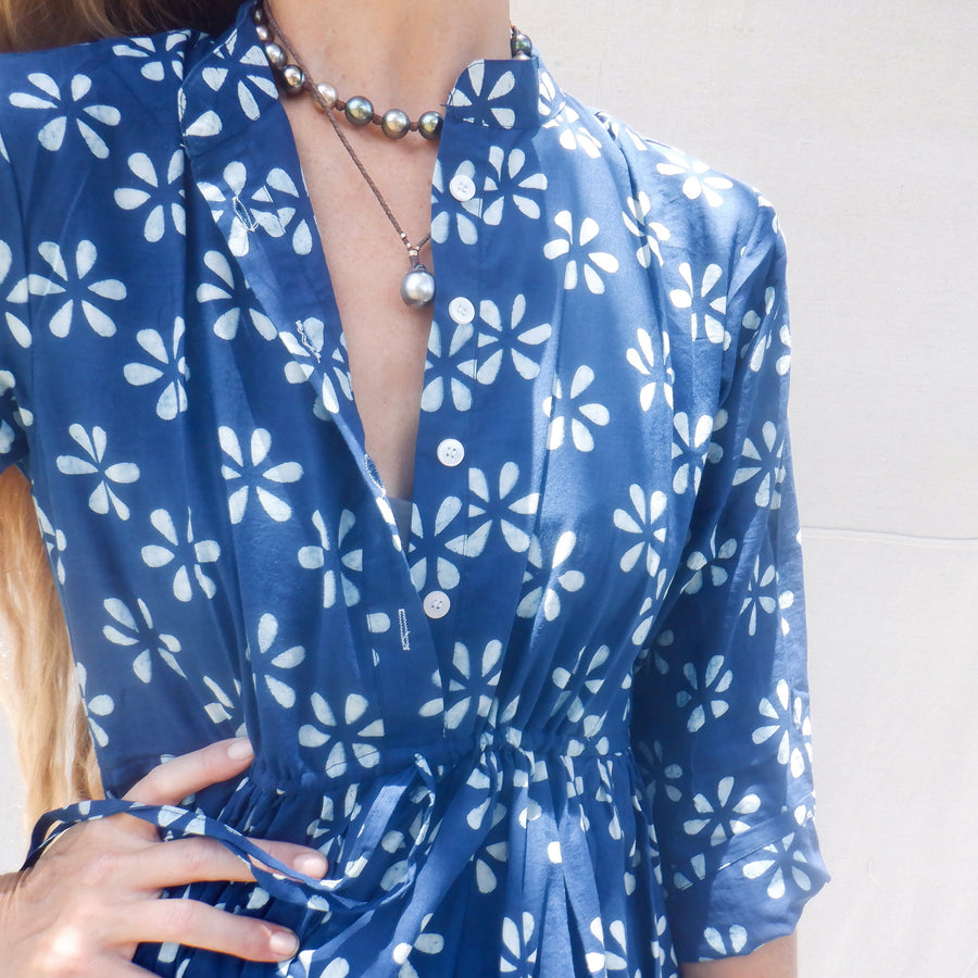 Cotton print Dress - Navy daisy