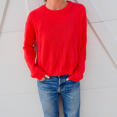Sloan Cashmere Boxy Pullover - Dragon Fruit