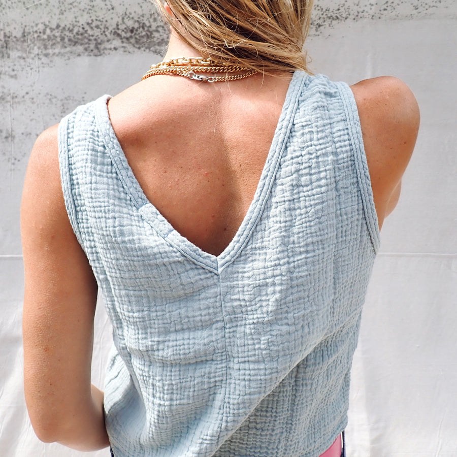 Organic reversible gauze tank- Misty Sage