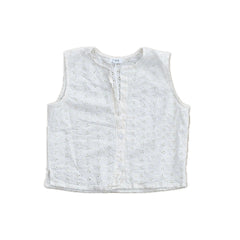 Cotton Eyelet Button Tank - Ivory