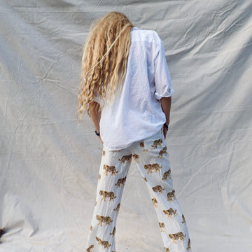 Wide Leg Cotton Pant - White Tiger